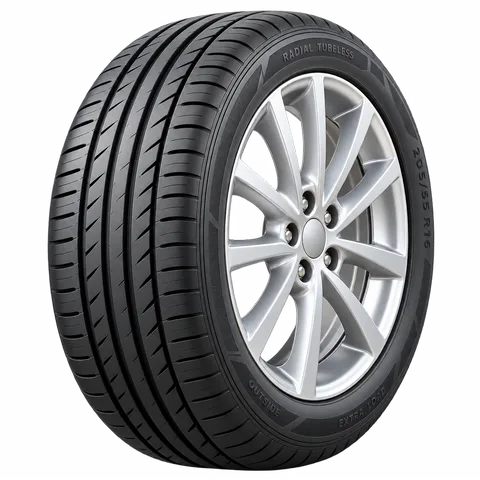 إطار سيارة يوضح المقاس ومؤشر الحمولة ورمز السرعة: 205/55 R16 91V